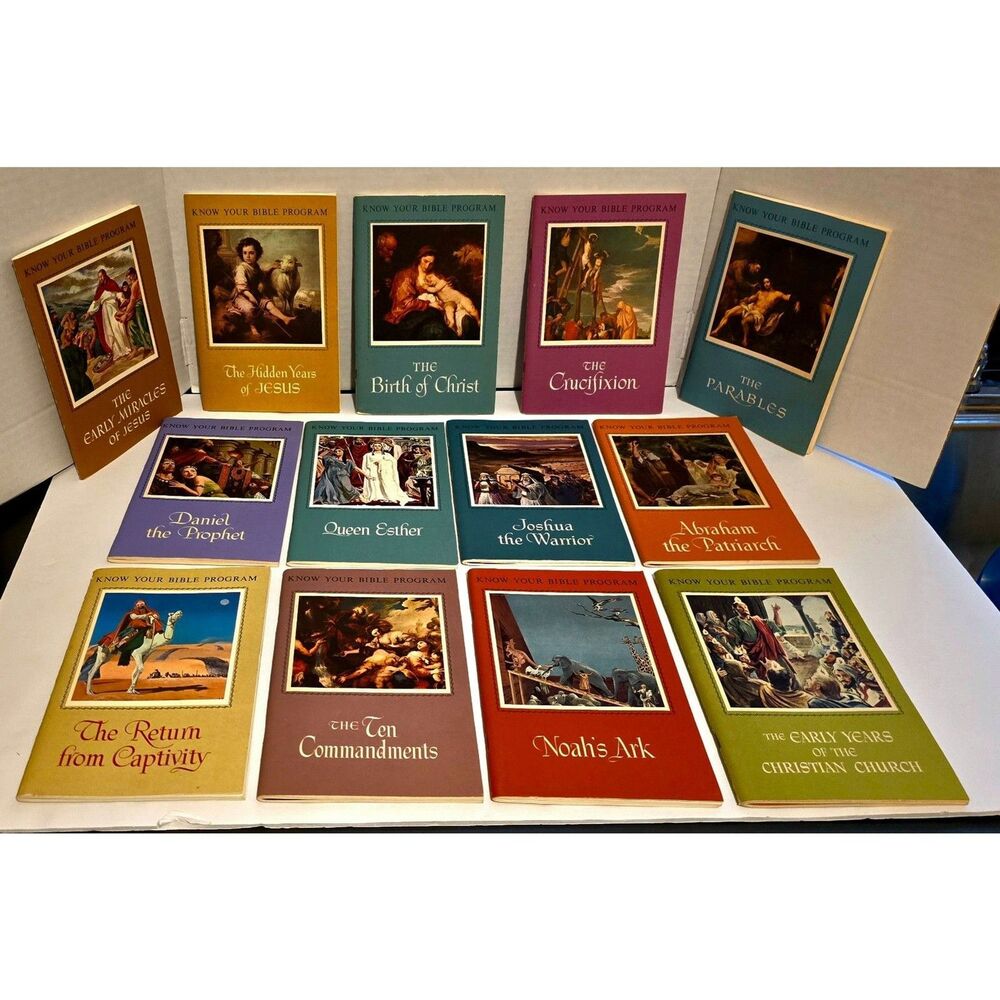 Know Your Bible Program Catholic 1958-59 Edition Set 13 Booklets with Stickers
